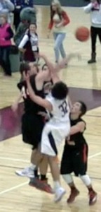 Ben Hammer with one of his two blocked shots.