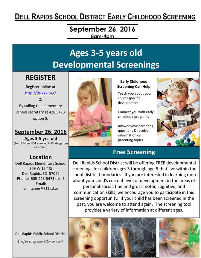 Dell Rapids School District Free Developmental Screening - Big Sioux Dell Rapids School District Free Developmental Screening - Big Sioux
